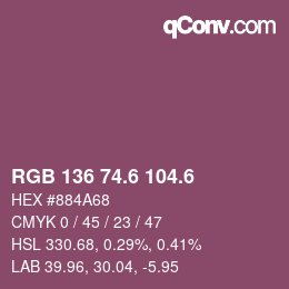 カラーコード: RGB 136 74.6 104.6 | qconv.com