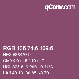 カラーコード: RGB 136 74.6 109.6 | qconv.com