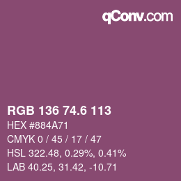 カラーコード: RGB 136 74.6 113 | qconv.com