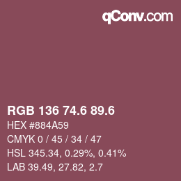 カラーコード: RGB 136 74.6 89.6 | qconv.com