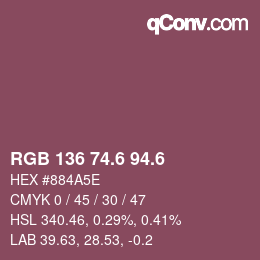 カラーコード: RGB 136 74.6 94.6 | qconv.com