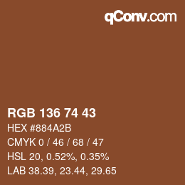 Color code: RGB 136 74 43 | qconv.com