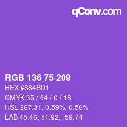 Color code: RGB 136 75 209 | qconv.com