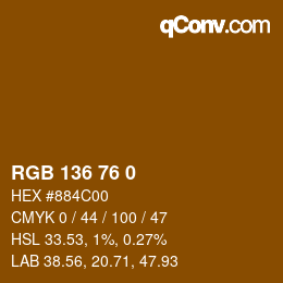 Color code: RGB 136 76 0 | qconv.com