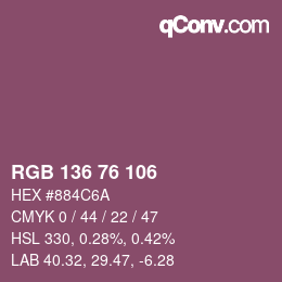 Color code: RGB 136 76 106 | qconv.com