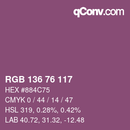 Color code: RGB 136 76 117 | qconv.com