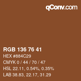 Color code: RGB 136 76 41 | qconv.com