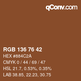 Color code: RGB 136 76 42 | qconv.com