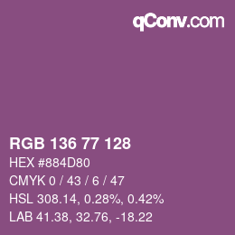 Color code: RGB 136 77 128 | qconv.com
