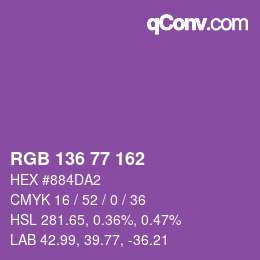 Color code: RGB 136 77 162 | qconv.com
