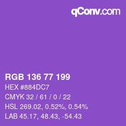 Color code: RGB 136 77 199 | qconv.com