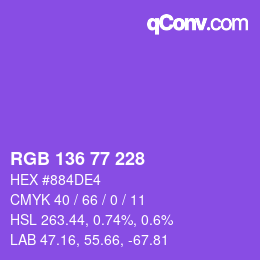 カラーコード: RGB 136 77 228 | qconv.com
