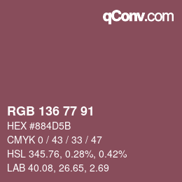 Color code: RGB 136 77 91 | qconv.com