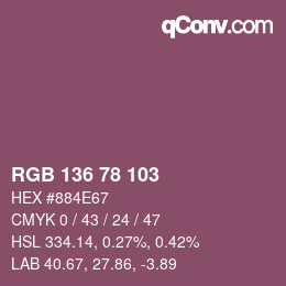カラーコード: RGB 136 78 103 | qconv.com