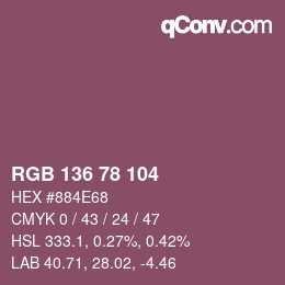 Color code: RGB 136 78 104 | qconv.com