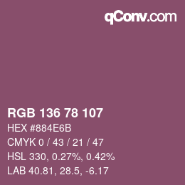 Color code: RGB 136 78 107 | qconv.com