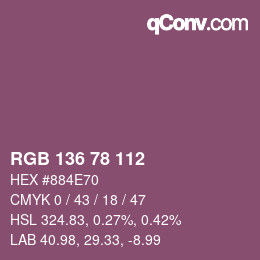 Color code: RGB 136 78 112 | qconv.com