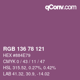 Color code: RGB 136 78 121 | qconv.com