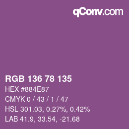 Color code: RGB 136 78 135 | qconv.com