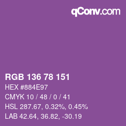 Color code: RGB 136 78 151 | qconv.com