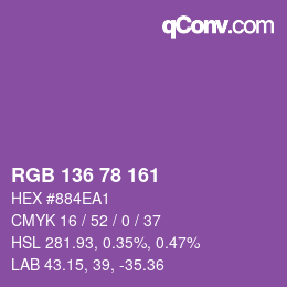 Color code: RGB 136 78 161 | qconv.com