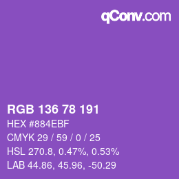 Color code: RGB 136 78 191 | qconv.com