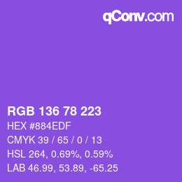 Color code: RGB 136 78 223 | qconv.com