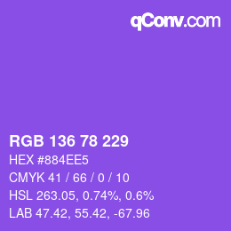 Color code: RGB 136 78 229 | qconv.com