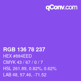 Color code: RGB 136 78 237 | qconv.com