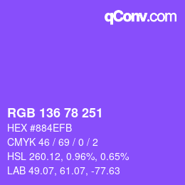Color code: RGB 136 78 251 | qconv.com