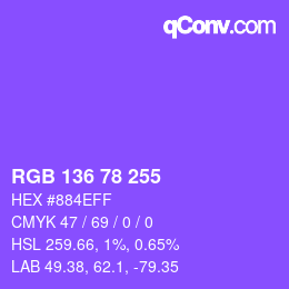 Color code: RGB 136 78 255 | qconv.com