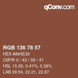 Color code: RGB 136 78 57 | qconv.com