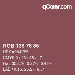 Color code: RGB 136 78 85 | qconv.com