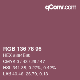 Color code: RGB 136 78 96 | qconv.com