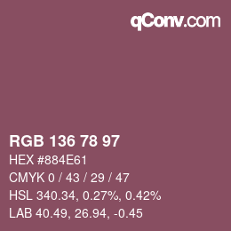 Color code: RGB 136 78 97 | qconv.com