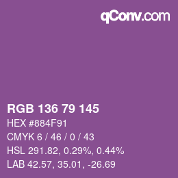 Color code: RGB 136 79 145 | qconv.com