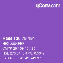 Color code: RGB 136 79 191 | qconv.com