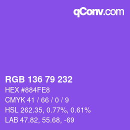 Color code: RGB 136 79 232 | qconv.com