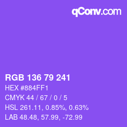 Color code: RGB 136 79 241 | qconv.com