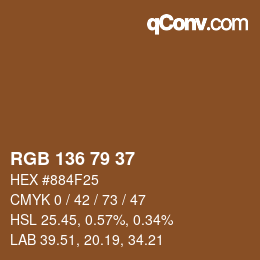 Color code: RGB 136 79 37 | qconv.com
