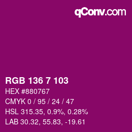 Color code: RGB 136 7 103 | qconv.com