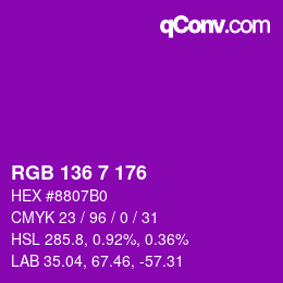 Color code: RGB 136 7 176 | qconv.com