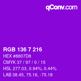 Color code: RGB 136 7 216 | qconv.com