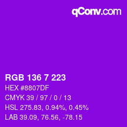 Color code: RGB 136 7 223 | qconv.com