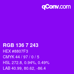 Color code: RGB 136 7 243 | qconv.com