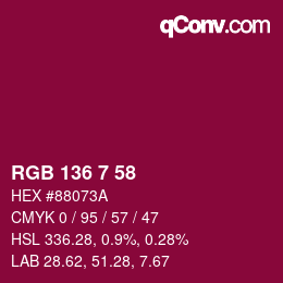 Color code: RGB 136 7 58 | qconv.com