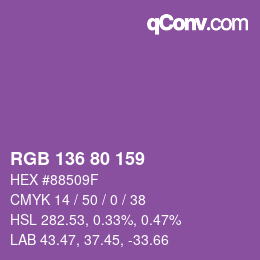 Color code: RGB 136 80 159 | qconv.com
