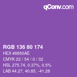 Color code: RGB 136 80 174 | qconv.com