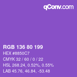 Color code: RGB 136 80 199 | qconv.com