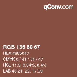 Color code: RGB 136 80 67 | qconv.com